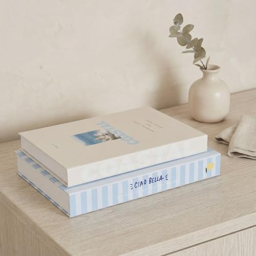Beautiful Decorative Books - Set of 2 Coastal Boxes for Coffee Table Decor | Aesthetic...