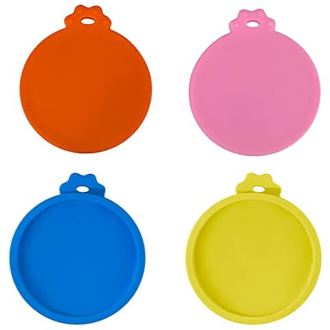 AQSXO 4 Pcs Food Can Lids Pet Can Covers, Silicone Small Pet Food Can Lids Covers for 3 oz 2.5 oz Cat Food Cans. Cover