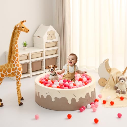 GOGOSO Ball Pit Balls for Toddlers Dogs Baby Boys Girls 2.2Inch Plasticball Toys for Kid Play Tent Birthday Slides Party Decor 500 pcs, Red+ Pink+White - Thumbnail 5