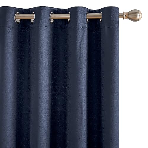 Image of Deconovo Fashionable Rod Pocket Blackout Curtains Room Darkening Curtains Window Treatments Shade Curtains for Study (7 Feet-Door) 52W x 84L Inch Navy Blue 2 Drapes