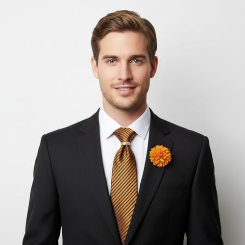 Image of 5PCS Mens Premium Silk Tie, Pocket Square, Cufflinks, Drilled Tie Ring and Lapel Pin Set for Wedding Groom Party