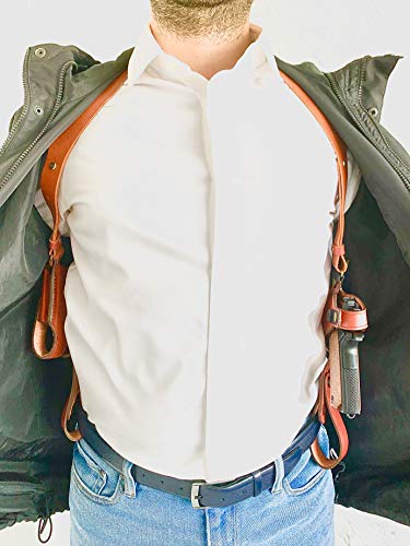 Aysesa Rig For Glock 19 Leather Shoulder Holster Fits Many Glock Pistols: Glock 17/19 / 23/26 / 32/43 / Right Handed/Mag Pouches And Tie Down Straps Included Full Set #TOP1
