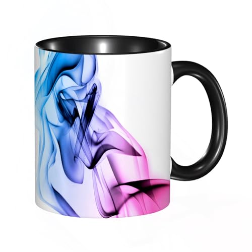 HRRASFAZF Taza divertida de cerámica de 11 onzas,Movimiento de humo Humo azul abstracto sobre fondo blanco fondo azul.,Tazas Originales de Desayuno - Graciosos Ideas para Regalos - Cerámica 330 ml