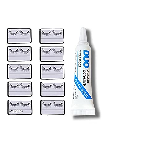 Tiny Deal False Eyelashes 10 Pcs and 1 Pcs Eyelash Glue (Eye Combo)