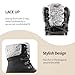 LOCFIR Women Winter Snow Waterproof Duck Ankle Fashion Boots Black M US Size 9