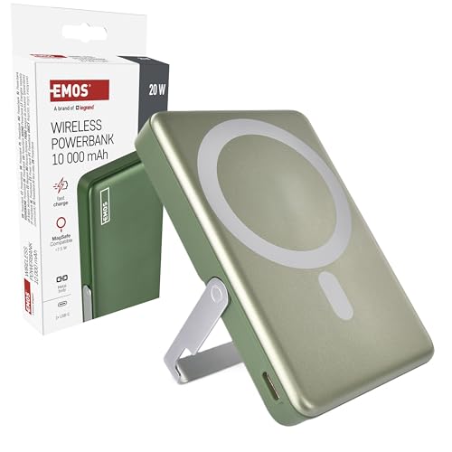 EMOS   Powerbank 10.000 mAh WI 1031 con imán   Batería Externa magnética con passthrough y Carga inalámbrica   Puerto USB C Incluido Cable de Datos USB   para iPhone, iPad, Smartphone, Tablet   Oro