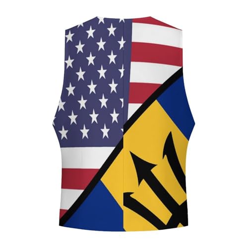 United States Barbados Flag Casual Suit Vest for Men Formal Business Dress Regular Fit Waistcoat Tuxedo4