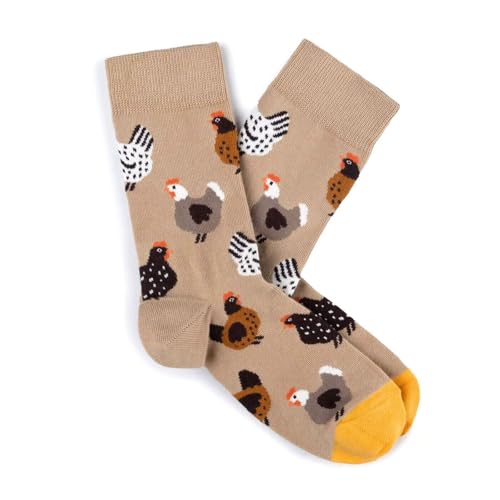 Dodo socks - Lustige Bunte Socken aus Baumwolle Unisex für Damen Herren Große Auswahl an Funny Motiven Premium Qualität (36-38 Hühner)