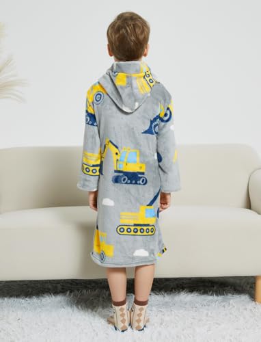 Fraprasty Boys Fleece Robe Hooded Toddler Soft Bathrobe Pajamas Sleepwear for Kids Girls 2-16 Years