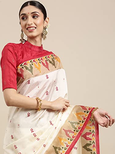 Image of AKHILAM Women's Banarasi Silk Printed Saree With Unstitched Blouse Piece (F013PJ139 Parent)