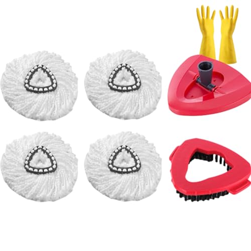 Mop Replace Head, Scrub mops for Floor Cleaning Compatible with Easy to Open Rotating Mop, for Tile, Floor, Glass, Multi-Surface Deep Cleaning, 4-Pack