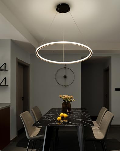 Suspension LED moderne noire de 80 cm avec variateur et télécommande - 5