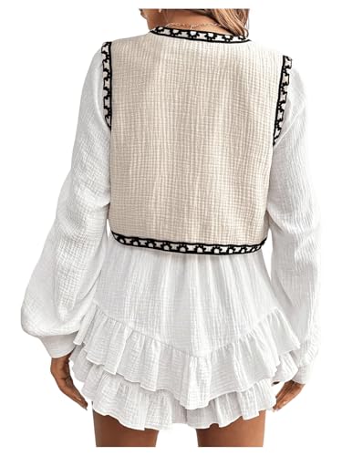 SHENHE Women's Vintage Floral Embroidered Open Front Vest Boho Waistcoat Cardigan Vest2