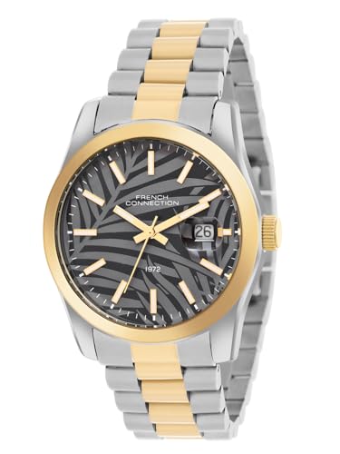 Image of French Connection Sol Dated Grey Round Dial Stainless Steel Strap | Casual | Premium | See Through Feature | Designed Feature Wrist Watch for Men - FCH14TM