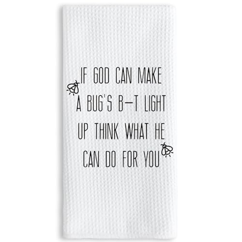TNUW If God Can Make A Bugs Light Up Think What He Can Do for You Funny Christian Soft and Absorbent Kitchen Towels DishclothChristian Hand Towels Dish Towels 1624Funny Christian Art Gifts
