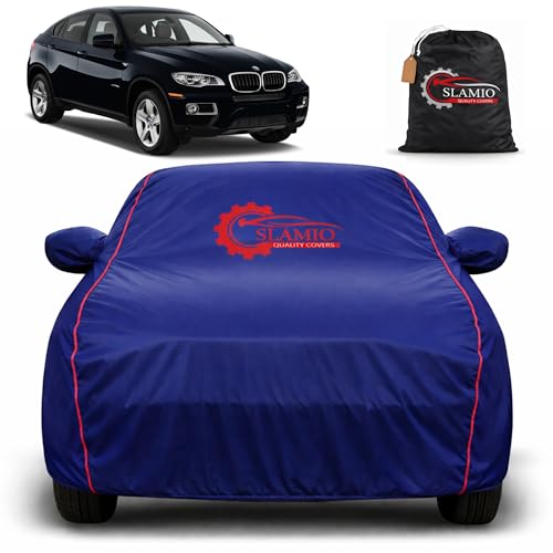 Image of Premium 100% Waterproof Car Cover for BMW X6 Model | All-Weather, UV & Dust Protection | Heavy-Duty 3-Layer Fabric | Custom Fit with Mirror & Antenna Pockets | Navy Blue