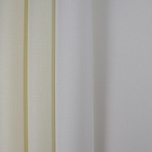 Image of KCS 3 pc of 12 inch x 18 inch (30cmx45cm) 16CT Counted Cross Stitch Cotton Aida Cloth Fabric (White+Antique White+Cream)