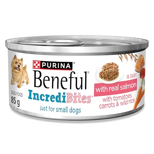 Beneful Incredibites Wet Dog Food for Small Dogs, Real Salmon in Gravy – 85 g Can (24 Pack)