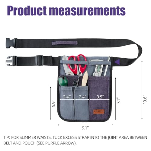 Paxiyu Garden Tool Belt for Men & Women, Denim Slim 4-Pocket Adjustable Garden Apron - Lightweight Utility Belt for Gardening, DIY, Carpenter, Painting, Seamstress, and Crafting Tool Pouch (Purple) - Image 2