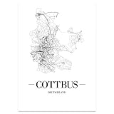 JUNIWORDS Stadtposter - Wähle Deine Stadt - Cottbus - 40 x 60 cm Poster - Schrift A - Weiß
