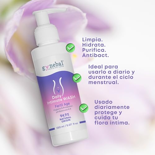 GYNEBAL - Jabon Intimo Mujer Edad Fertil - PH 4.5 - PURIFICANTE con Arbol de Te + Prebiotico + Acido Lactico - Gel Higiene Intima Diaria – 150 ml - imagen 3