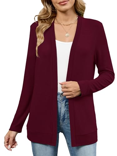 Image of Heymoments Lightweight Open Front Cardigan Sweater for Women Long Sleeve Causal Bolero Button Down Soft Outwear Tops