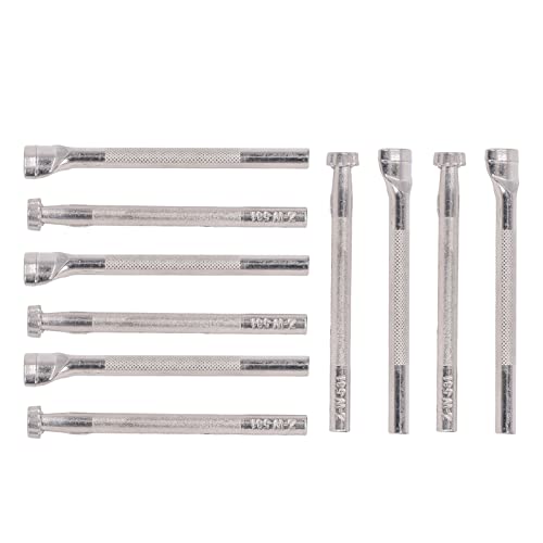 10Pcs Leather Stamping Tools Set, 2 Size Arch Four Petal Sunflower Patterns, DIY Leather Print Punch with Slip Handle, Hardness Alloy Steel Material