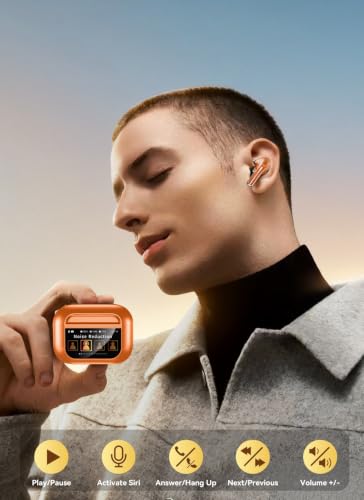 Image of Wireless Earbuds, Smart Touchscreen Ear Buds, ANC Headphones, Bluetooth 5.4 | Bluetooth 5.4, ENC Clear Calls, 13mm Drivers, 5 EQ Modes, Hi-Fi Deep Bass, Lightweight Fit, for iPhone /Android /Pad, Orange