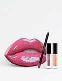 HUDA BEAUTY Contour & Strobe Lip Set: Trophy Wife (rose wood) / Shameless (chameleon sheer base encapsulating gold and pink pearls)