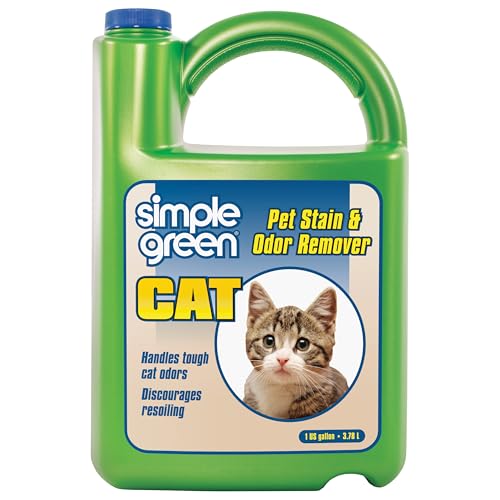 SIMPLE GREEN Cat Stain & Odor Remover - Enzyme Cleaner for Cat Urine, Feces, Blood, Vomit (1 gallon Refill)