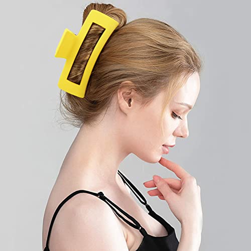 4 Pack Extra Large Hair Claw Clips For Women, 5'' Hair Clips For Thick And Long Hair, 90'S Non-Slip Square Jaw Clips For Curly Hair, Strong Hold Bright Hair Clamps(Yellow, Blue, Green, Rose Red) #TOP2