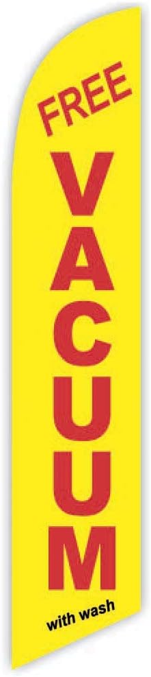 Free Vacuum with Wash (Yellow) Advertising Feather Flag 12ft -- Replacement Flag Only (without Poleset)