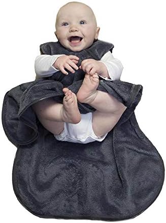 GUNAMUNA Unisex Fleece Wearable Baby Blanket - Sleeping Bag, 1.6 TOG, Charcoal Grey, 18-24 Months