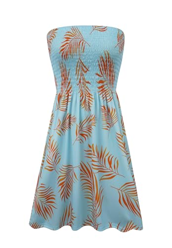 Image of Zyyfly Strapless Dress for Women Summer Beach Boho Smocked Tube Top Dress