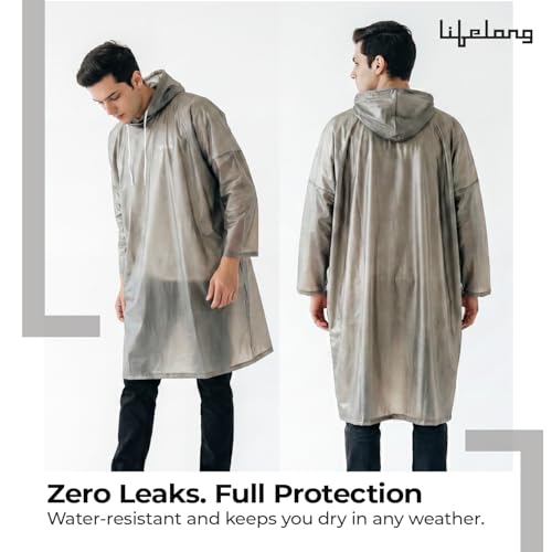 Image of Lifelong Waterproof Unisex Rain Coat Hooded Full Sleeves Outdoor Men, Women, Boys & Girls Rainwear Poncho Raincoat for Camping, Hiking & Travelling (1Pc)