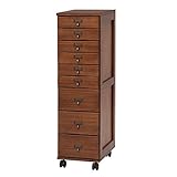 萩原 多段チェスト 書類チェスト 書類 棚 A4 引出9段 【すぐに使える完成品】キャビネット ドキュメント 天然木 ネームプレート付 キャスター付 ブラウン MCH-6171BR