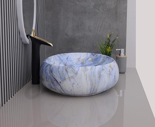 Image of CLUSTER Designer Glossy Ceramic Table Top Wash Basin For Bathroom | Countertop Bathroom Sink For Livingroom, Resturant Decor, Oval Shape (24 x 16 x 6 inch)