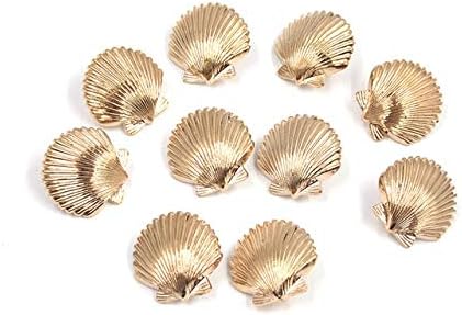 Xucus 10pcs Glittering Seashells Starfish Shaped Buttons Decorative Metal Shank Buttons DIY Handmade Sewing Accessories - (Color: Shell)