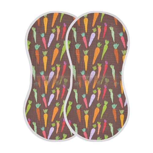 Muslin Baby Burp Cloths, Colorful Carrots Brown Cotton Soft Burp Cloths for Newborns​​, Extra Absorbent Burp Cloths 1-Pack​​, 22 x 11 Inch2
