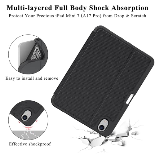 Soke Case for iPad Mini 7 A17 Pro 2024 & Mini 6 2021 8.3 Inch, Slim Premium Shockproof Folio Stand Cover [2nd Gen Apple Pencil Charging + Auto Wake/Sleep] for iPad Mini 7th/6th Generation,Black