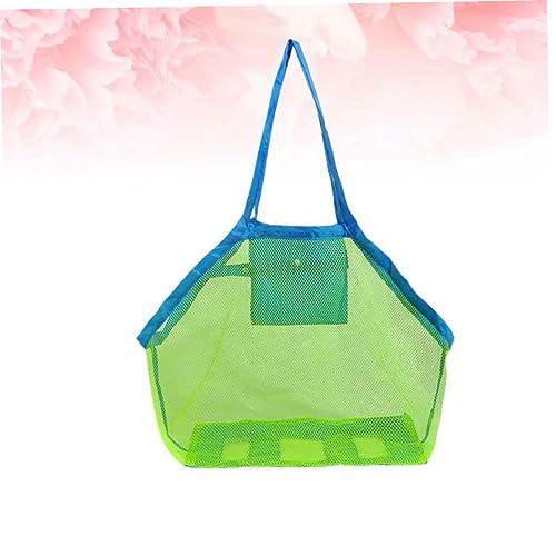 VALICLUD 2pcs Beach Mesh Tote Bag for Sand Toys and Shell Collection Outdoor Container Heavy Duty Handles for Boys and Girls Neon Green2