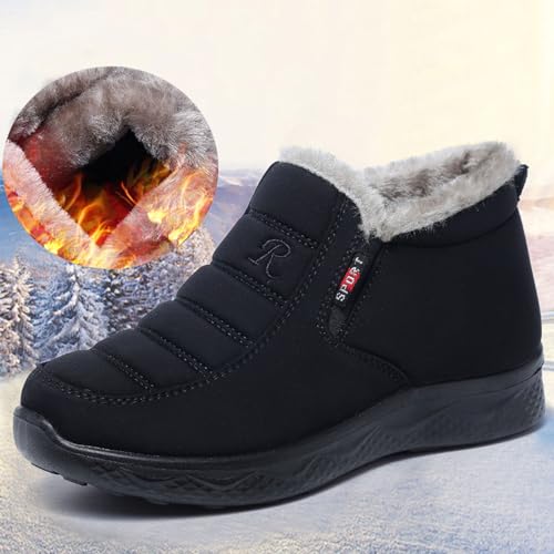 Snow Boots for Women Winter Warm Sheepskin-lined Waterproof Non Slip Orthopedic Shoes Ankle Sneakers with Arch Support Outdoor Slip on Barefoot Shoes Lightweight Thermal Soft Walking Booties3