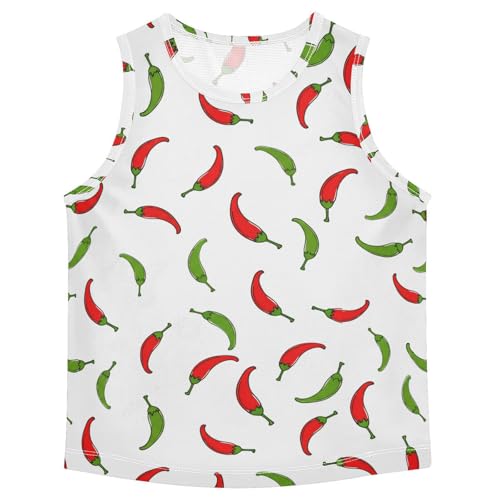 J JOYSAY Pepper Vegetable White Boys Tank Top Sleeveless Muscle Shirts Quick Dry Kids T-Shirts 3-15T