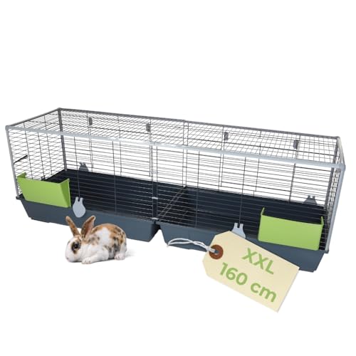 Kaninchenkäfig XXL Indoor Kaninchenstall 160 Meerschweinchen Käfig Hasenkäfig Kaninchenkäfig XXL drinnen draußen Hasenstall inkl. Heuraufe Kleintierkäfig