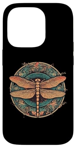 Womens & Girls Round Retro Vintage Dragonfly Lover �X�}�z�P�[�X iPhone 14 Pro �p