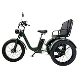 flatpincololee Elektro Dreirad Fahrrad Erwachsene, 3 Räder Kippsicher Design, rutschfeste Reifen 24 20 Zoll, Großer Transportkorb, für Einkäufe, Arbeit, Freizeit und tägliche Mobilität Green