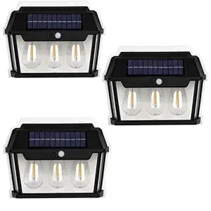 KAVANA Solar Wall lamp Lights for Outdoor,Motion Sensor lamp for Home with Solar Panel Waterproof Outdoor lamp for Garden, Patio, Yard- Multi Color (3)