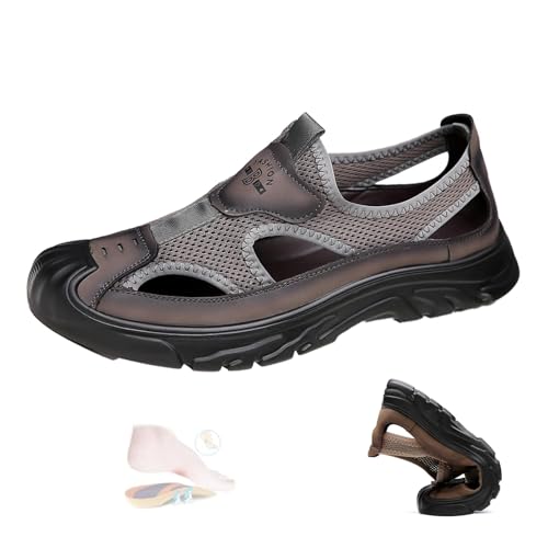 Mesh Hollow Lightweight Soft Sole Sandals, Walking Shoes Mens Slip on Hiking Sandals for Summer Beach Driving Outdoor Sports