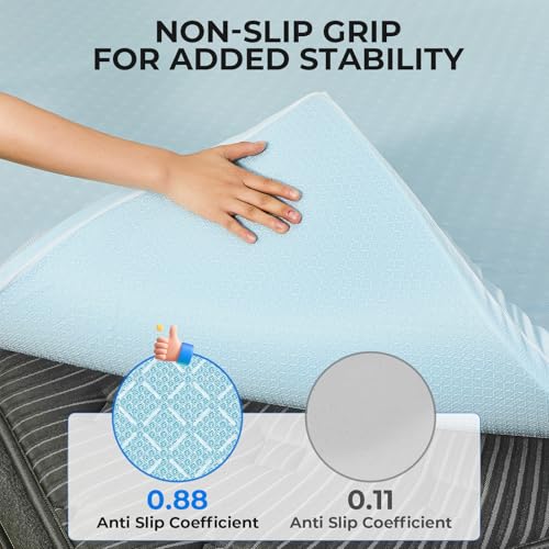 OhGeni 3 Inch Twin Size Memory Foam Mattress Topper Pad with Cover, Egg Crate Foam with Anti-Slip Base, Enhanced with Cooling Gel，Removable & Washable by OhGeni - Image 3
