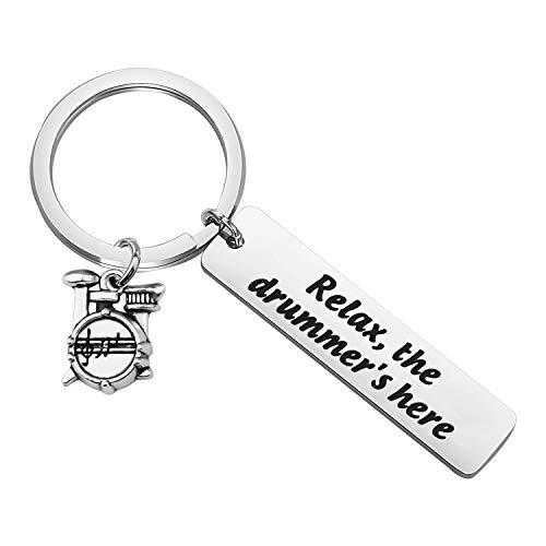 HOLLP Rock Drum Keychain for Drummer Gifts Relax The Drummer Is Here Keychain Drummer Keychain Drum Player Gift